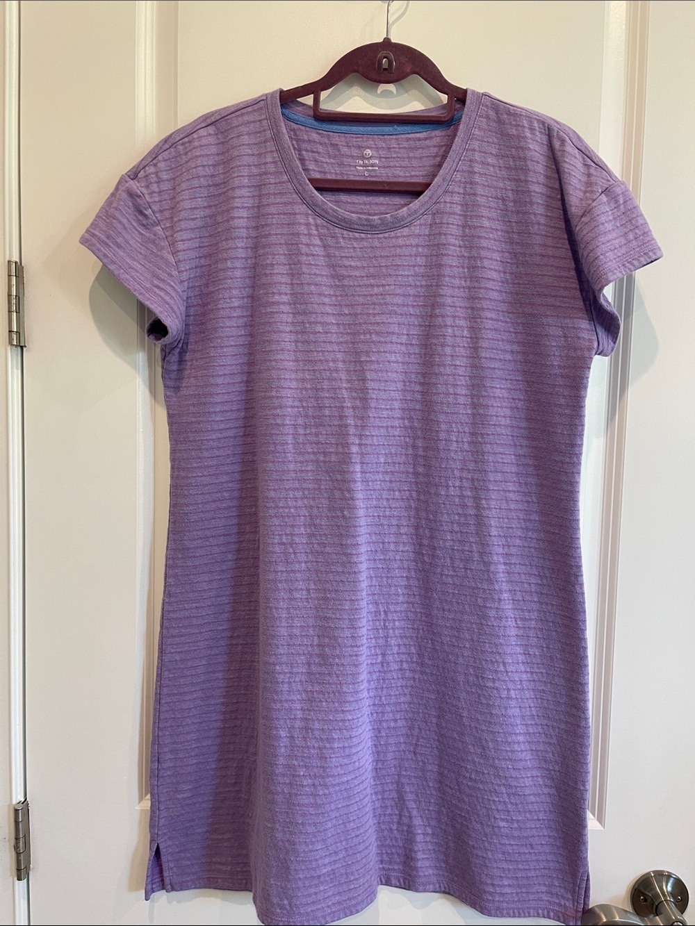 Talbots Lavender Striped Short-Sleeve Knit Dress